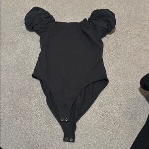 Forever 21 Black Puff Sleeve Bodysuit